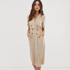 🔥🔥🔥ASOS DESIGN TUX MIDI DRESS IN KHAKI🔥🔥🔥